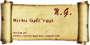 Mirku Györgyi névjegykártya